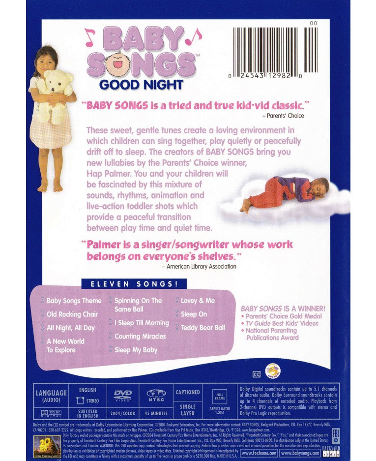 Baby Songs Good Night DVD Back