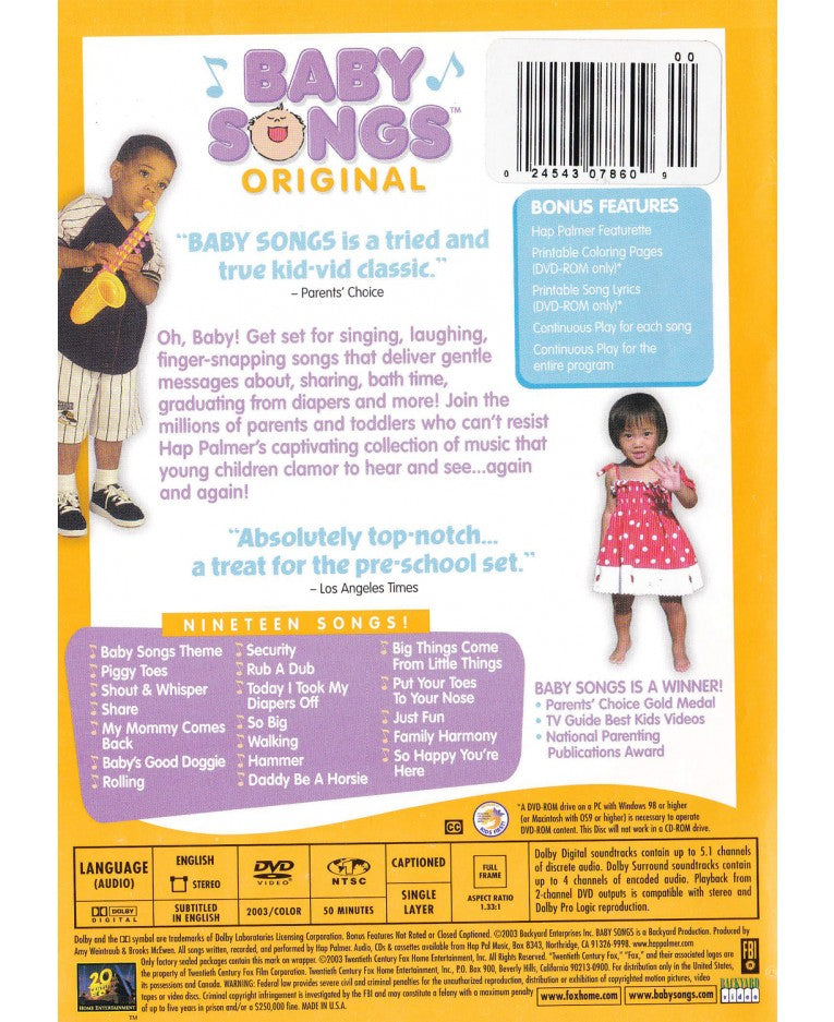 Baby Songs Original DVD Back