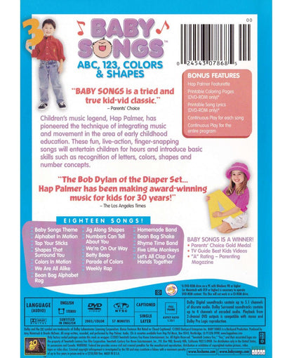 Baby Songs ABC, 123 Colors and Shapes DVD Back